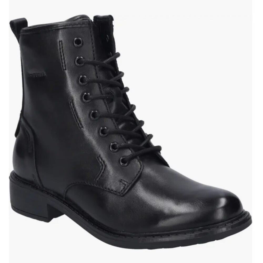 Josef Seibel Selena 06 Bootie Lace Up Combat Boot Black New Size EU 39 US 8-8.5